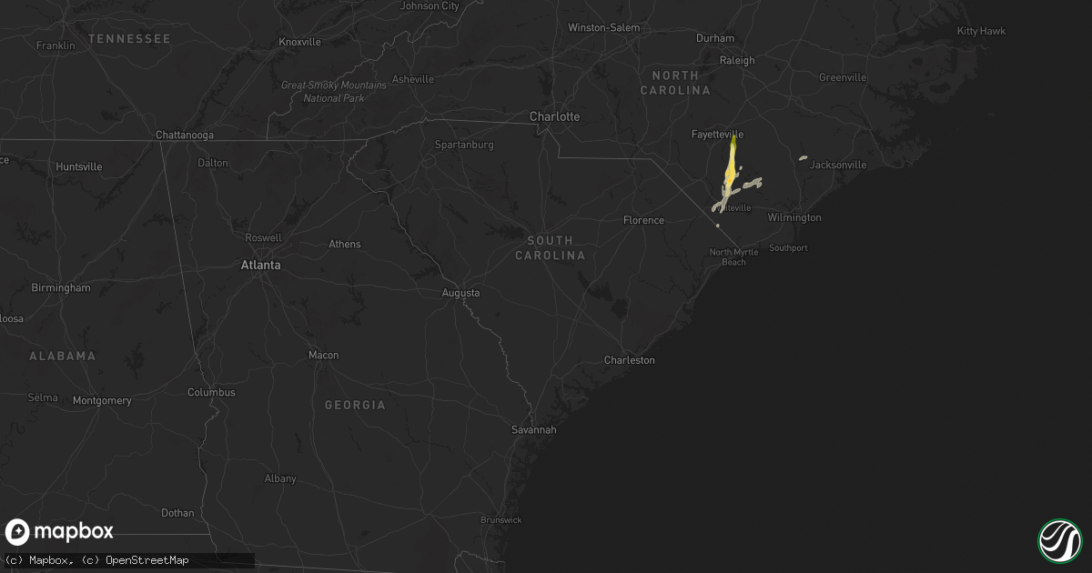 Hail map in South Carolina on May 4, 2025