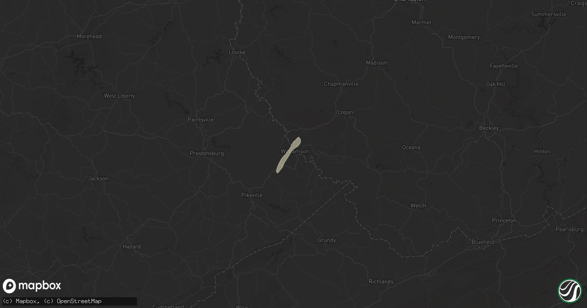 Hail map in South Williamson, KY on May 4, 2025