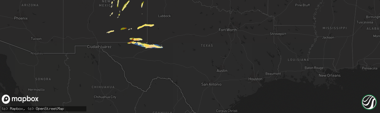 Hail map in Texas on May 4, 2025
