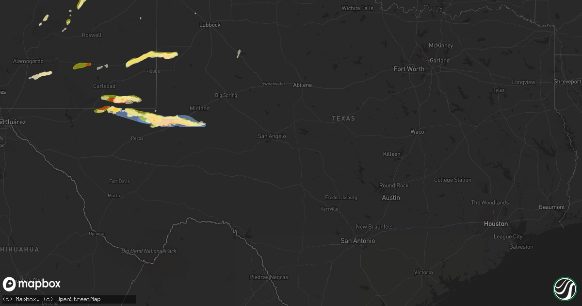 Hail map in Texas on May 4, 2025