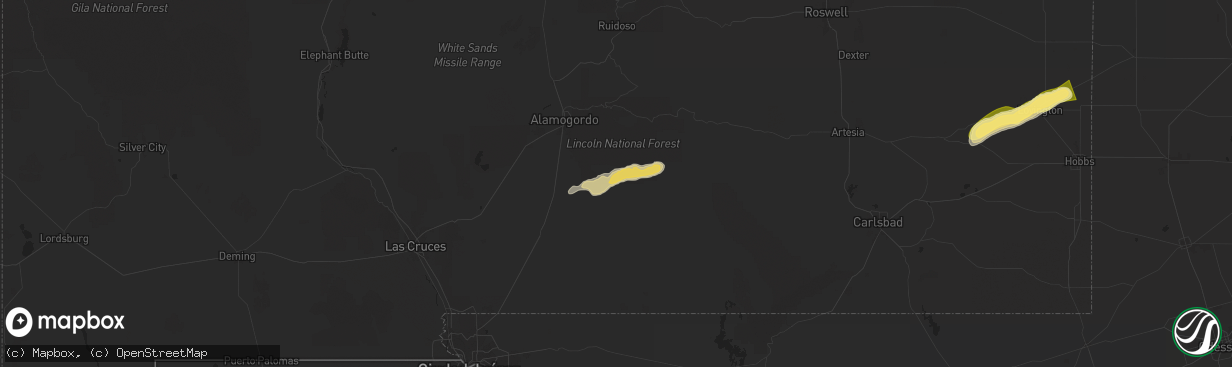 Hail map in Timberon, NM on May 4, 2025