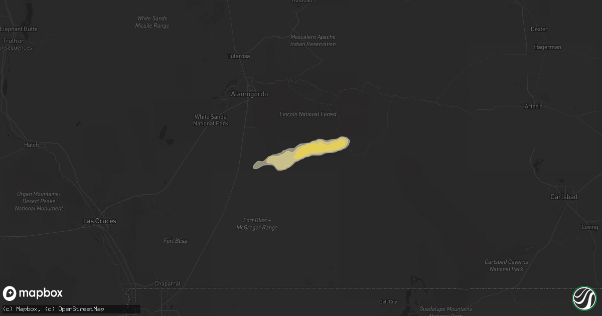 Hail map in Timberon, NM on May 4, 2025