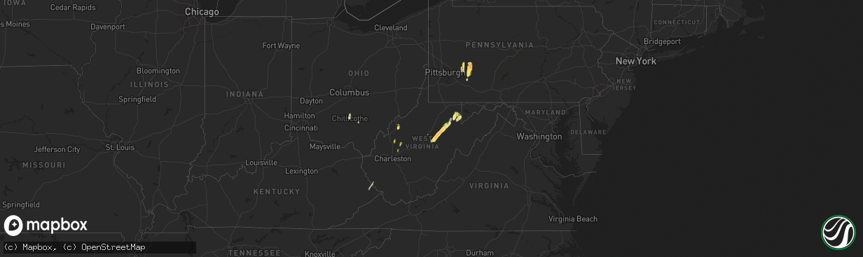 Hail map in West Virginia on May 4, 2025