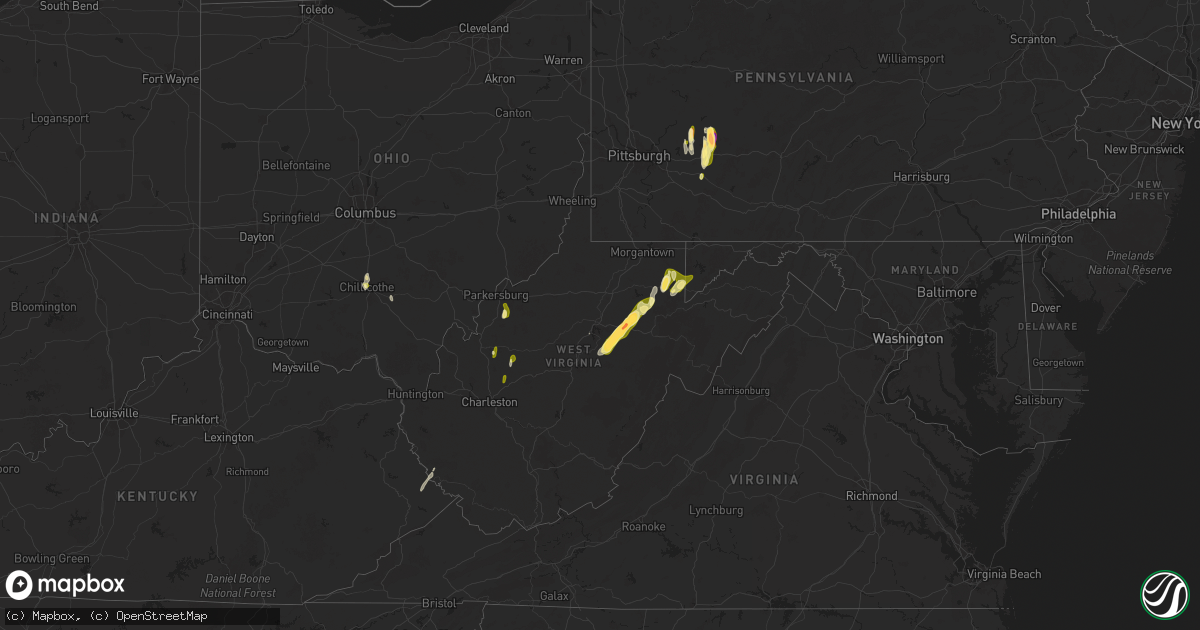 Hail map in West Virginia on May 4, 2025