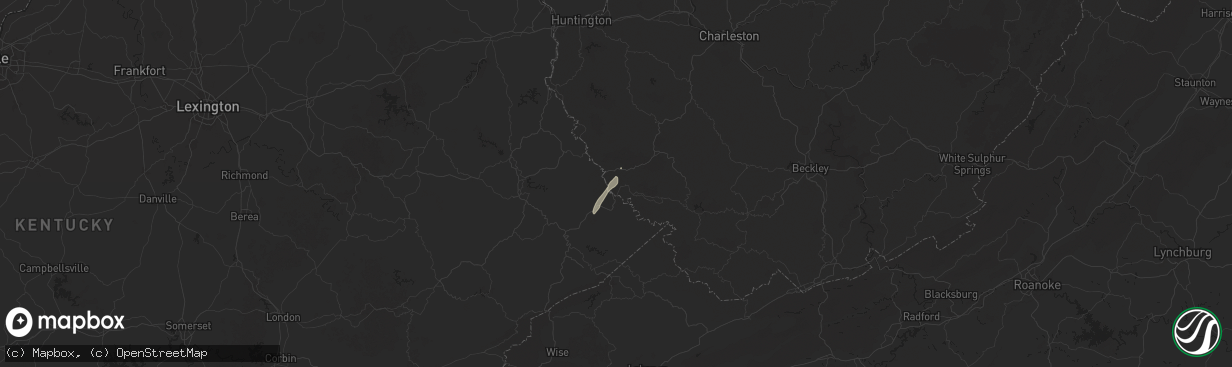 Hail map in Williamson, WV on May 4, 2025