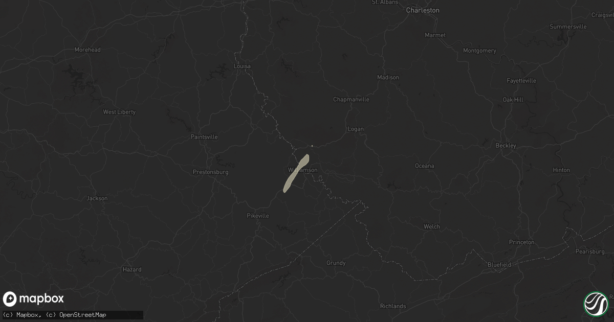 Hail map in Williamson, WV on May 4, 2025
