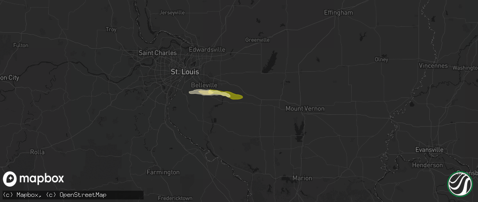 Hail map in Addieville, IL on May 4, 2026