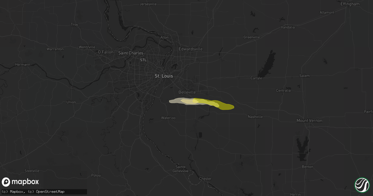 Hail map in Belleville, IL on May 4, 2026