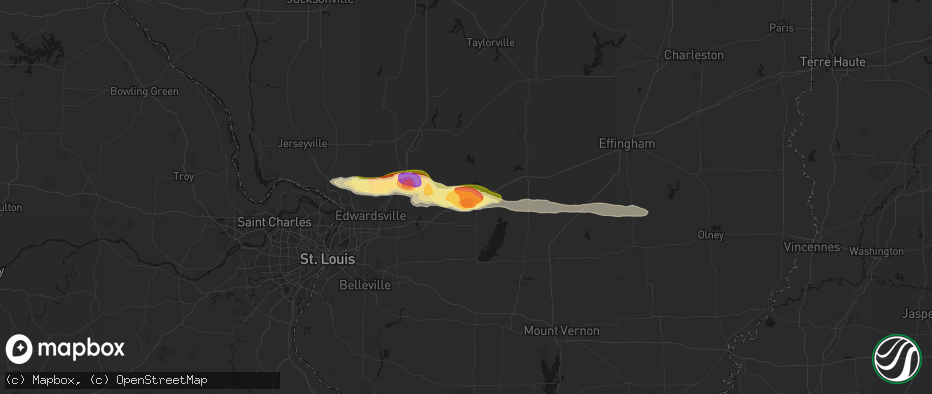 Hail map in Greenville, IL on May 4, 2026