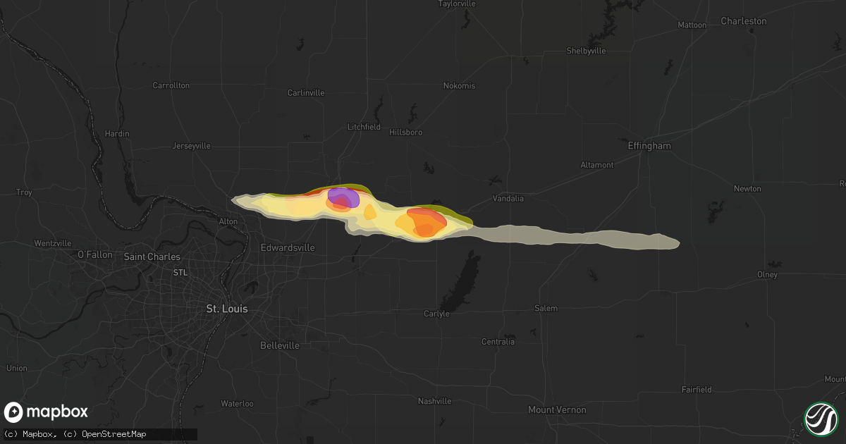 Hail map in Greenville, IL on May 4, 2026