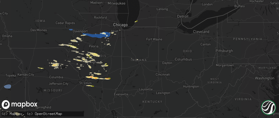 Hail map in Indiana on May 4, 2026