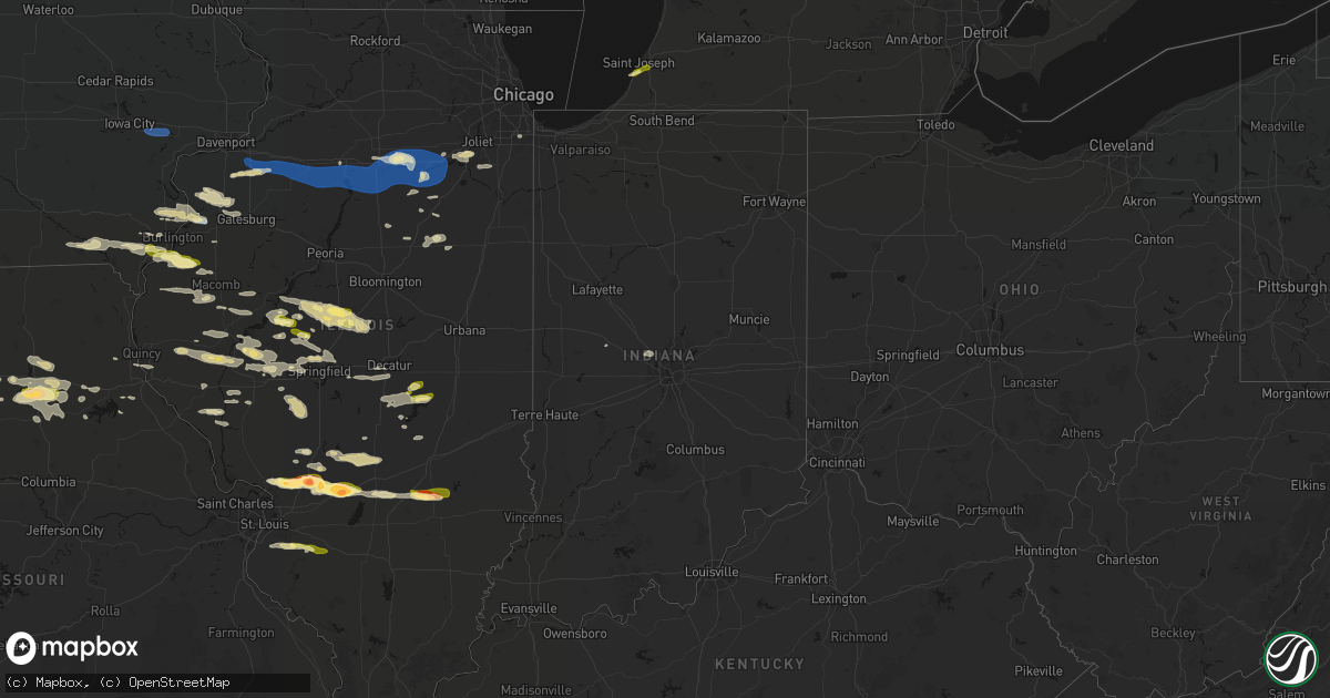 Hail map in Indiana on May 4, 2026