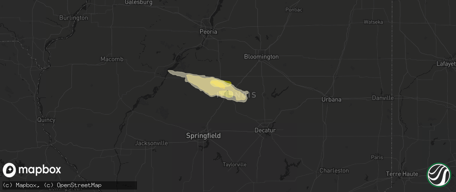 Hail map in Lincoln, IL on May 4, 2026