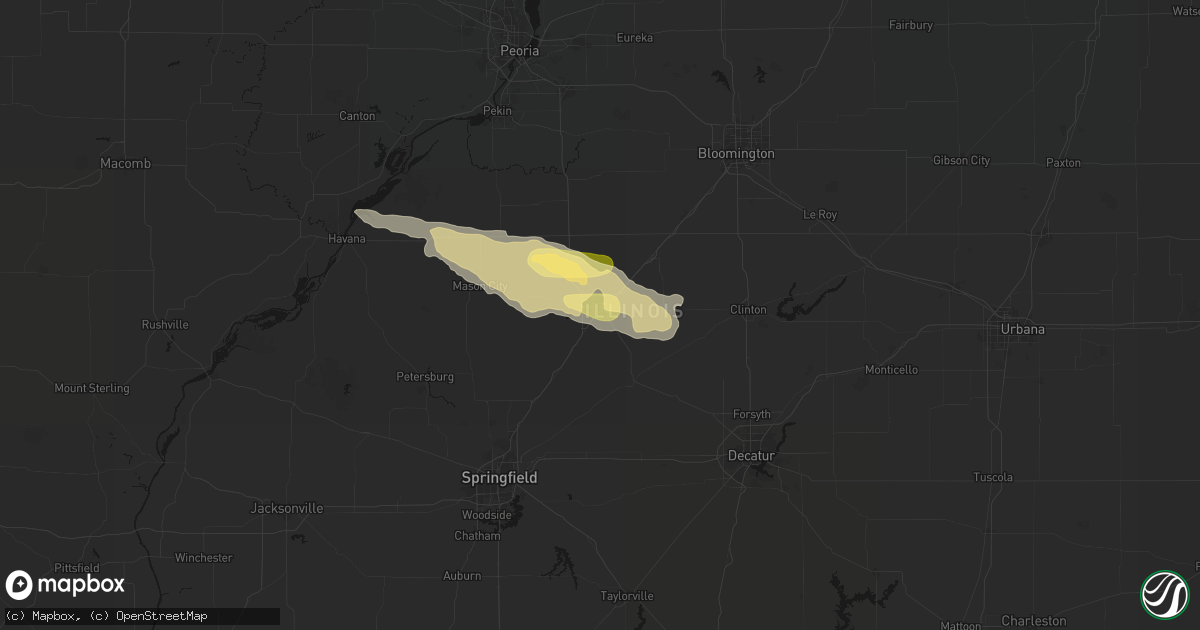 Hail map in Lincoln, IL on May 4, 2026