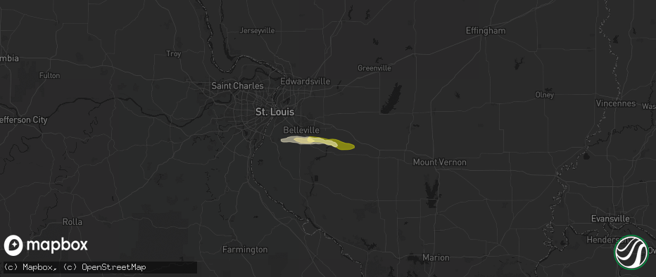 Hail map in Mascoutah, IL on May 4, 2026