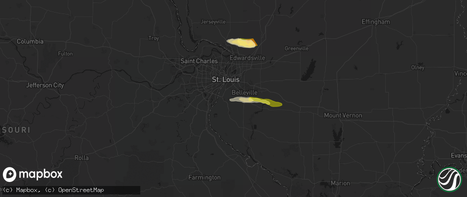 Hail map in Millstadt, IL on May 4, 2026