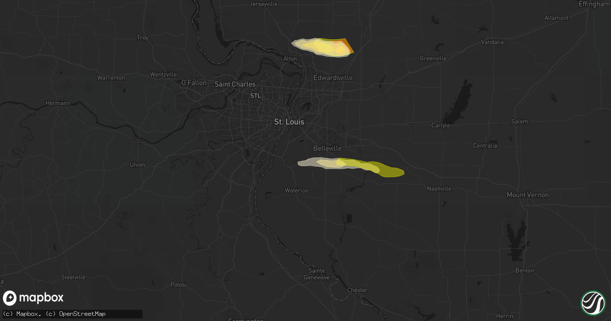 Hail map in Millstadt, IL on May 4, 2026
