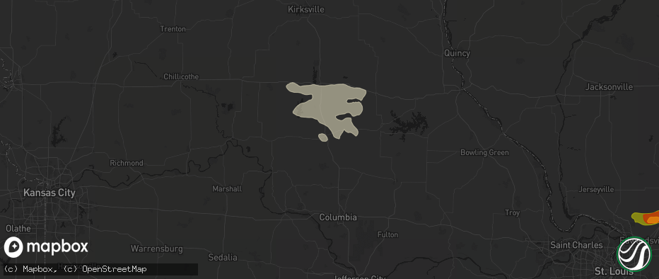 Hail map in Moberly, MO on May 4, 2026