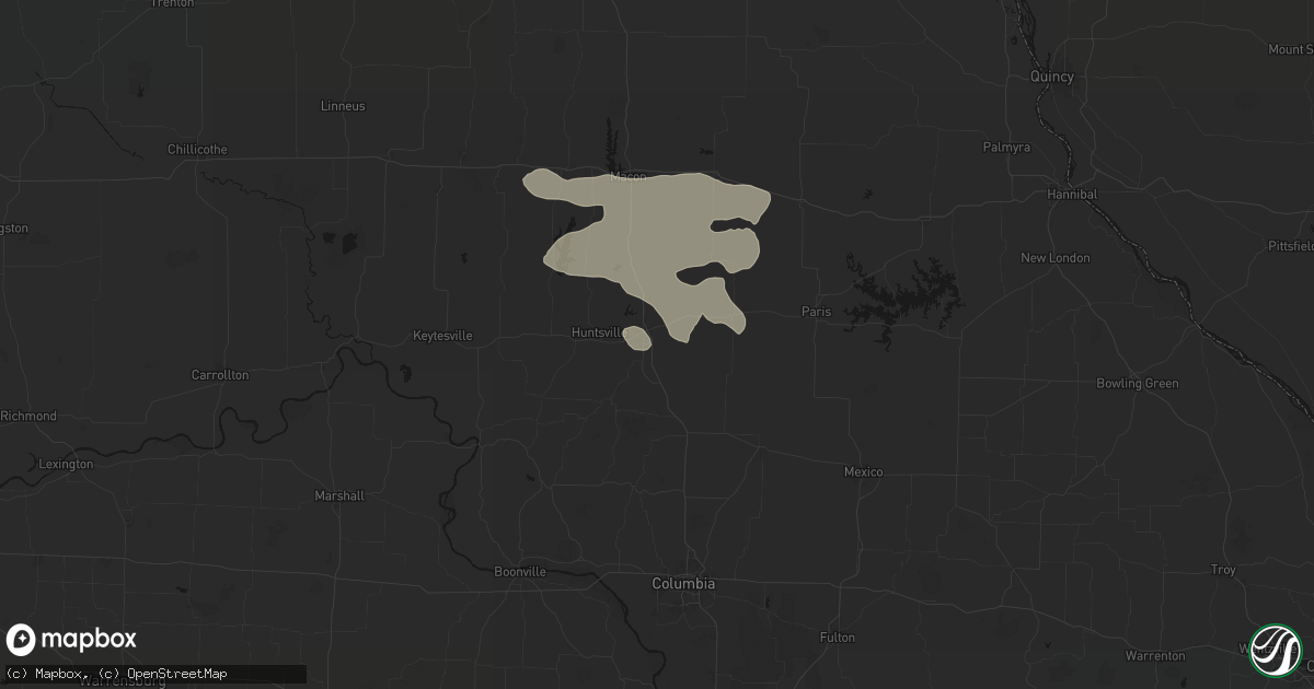 Hail map in Moberly, MO on May 4, 2026