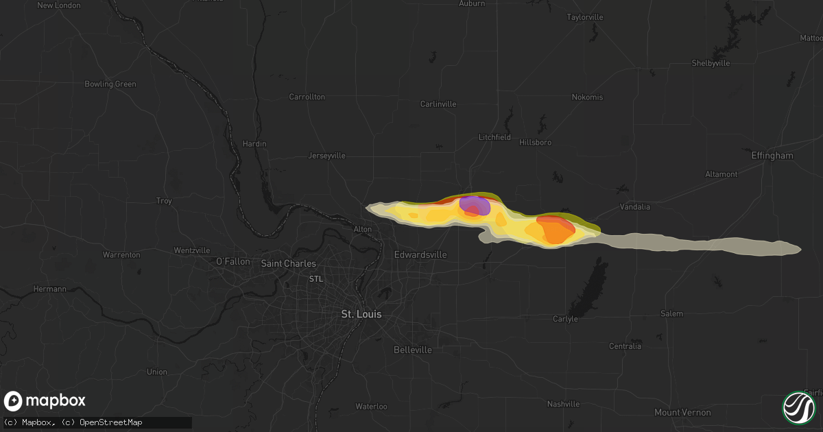 Hail map in Moro, IL on May 4, 2026