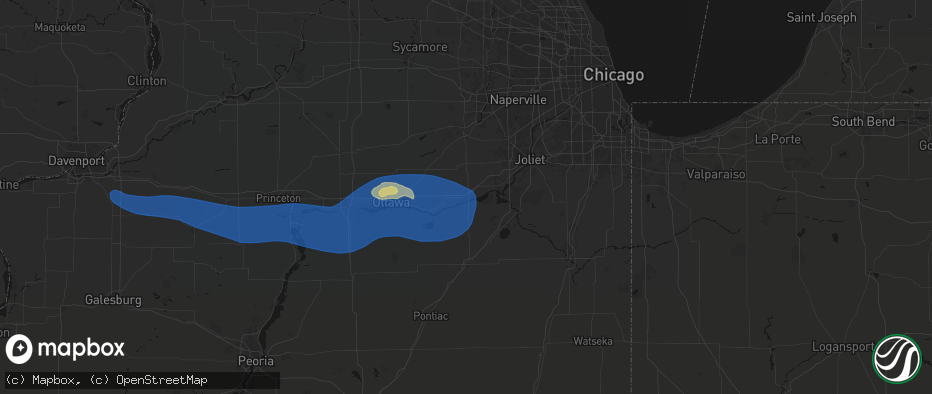 Hail map in Morris, IL on May 4, 2026