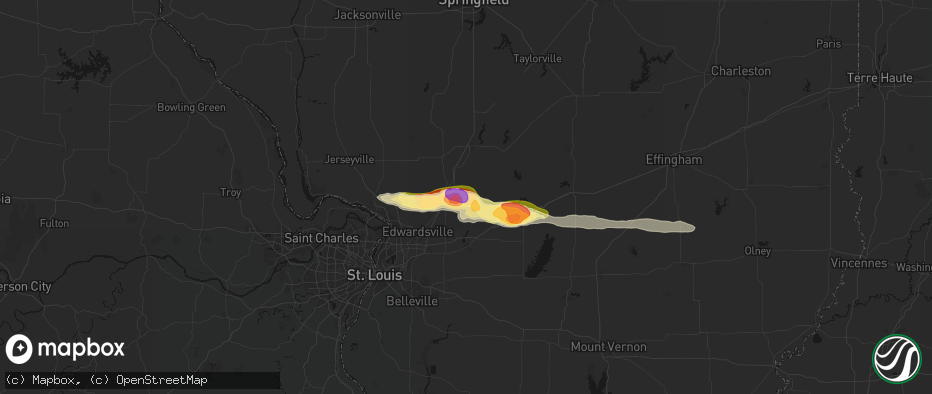 Hail map in New Douglas, IL on May 4, 2026