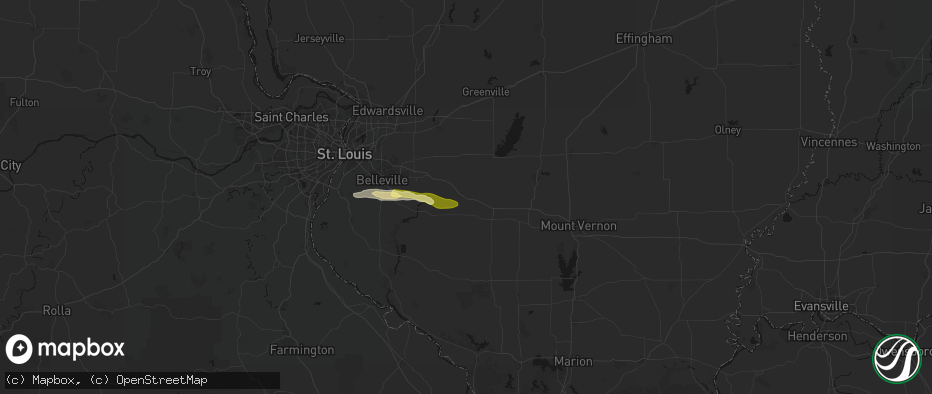 Hail map in Okawville, IL on May 4, 2026