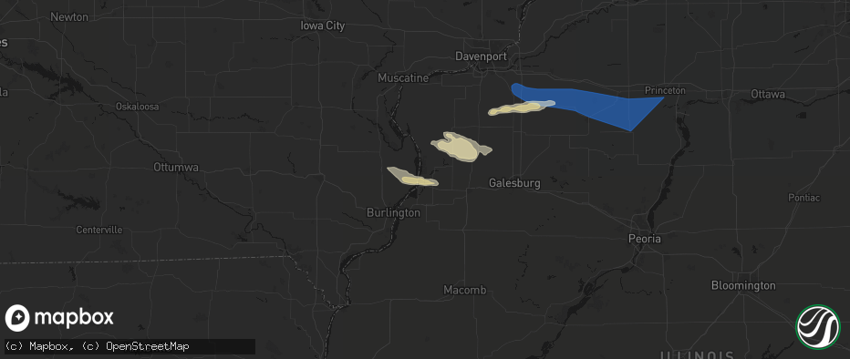 Hail map in Oquawka, IL on May 4, 2026