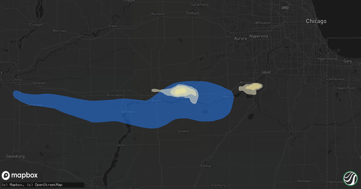 Hail map in Ottawa, IL on May 4, 2026
