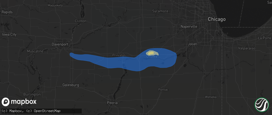Hail map in Peru, IL on May 4, 2026