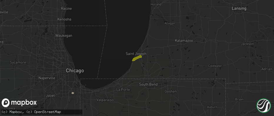Hail map in Saint Joseph, MI on May 4, 2026