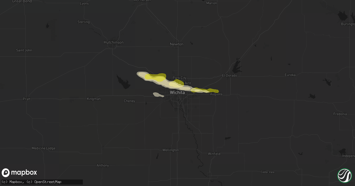 Hail map in Wichita, KS on May 4, 2026