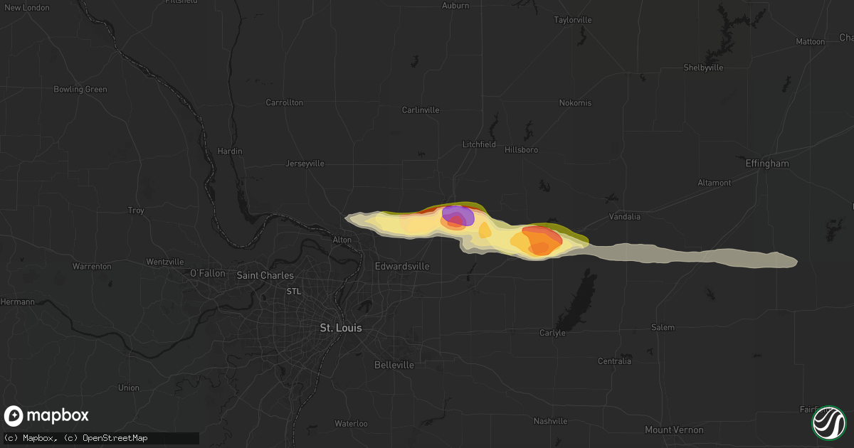 Hail map in Worden, IL on May 4, 2026