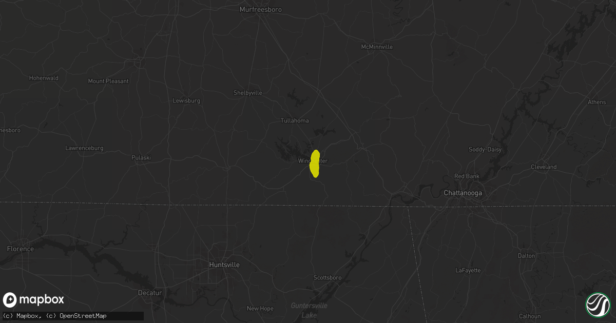 Hail map in Winchester, TN on May 5, 2013