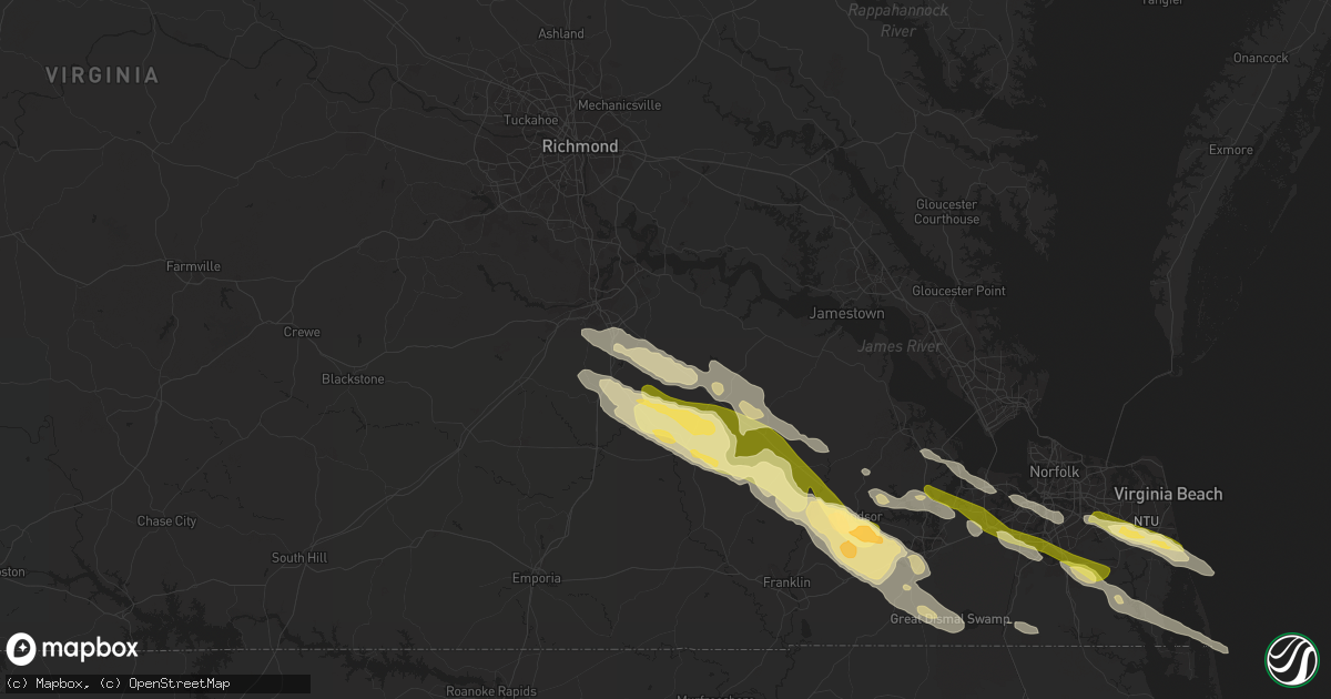 Hail map in Disputanta, VA on May 5, 2014