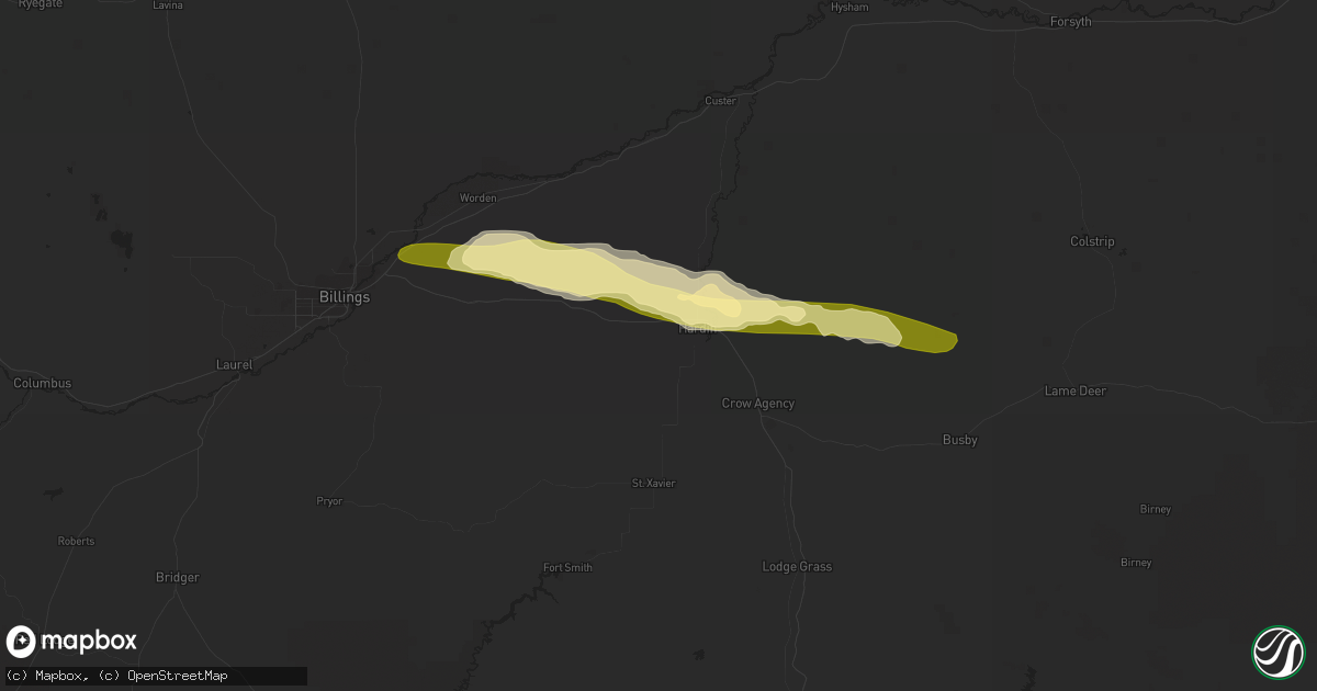 Hail map in Hardin, MT on May 5, 2014