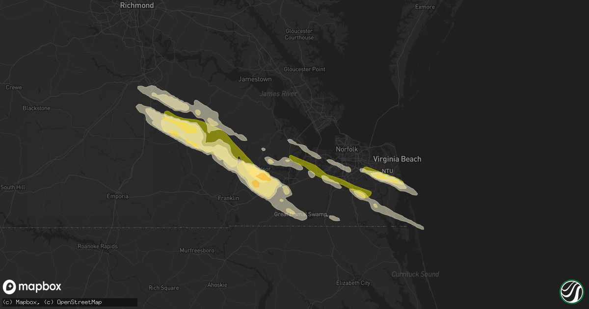 Hail map in Suffolk, VA on May 5, 2014