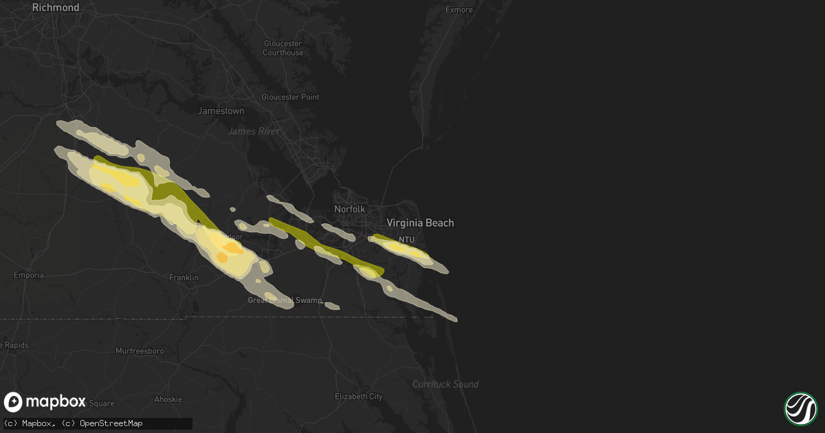 Hail map in Virginia Beach, VA on May 5, 2014