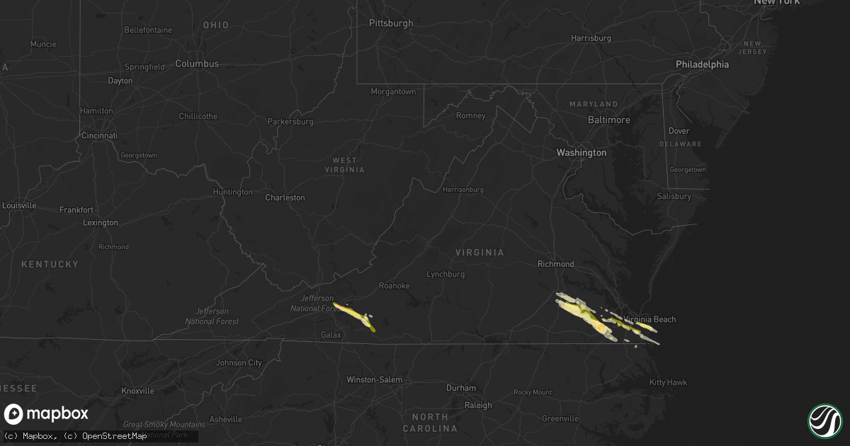 Hail map in Virginia on May 5, 2014