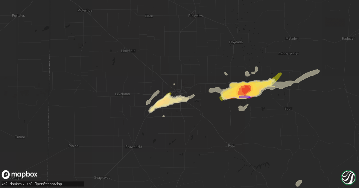 Hail map in Lubbock, TX on May 5, 2015
