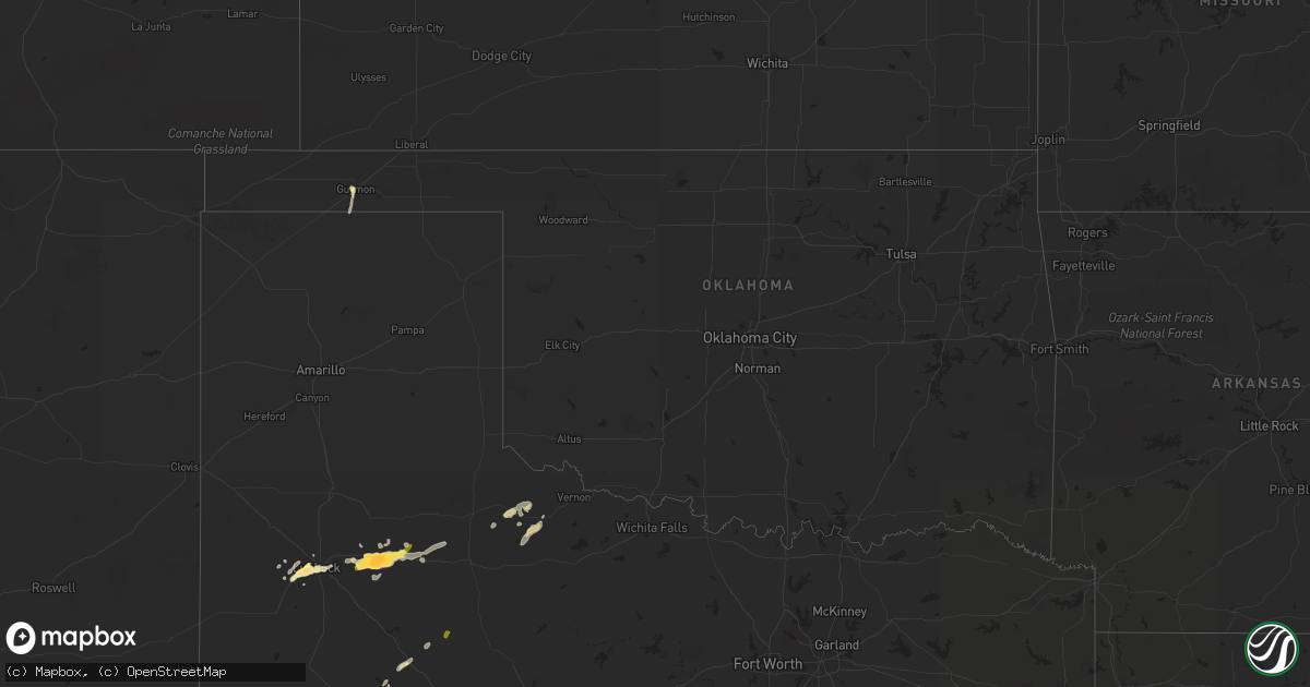 Hail map in Oklahoma on May 5, 2015
