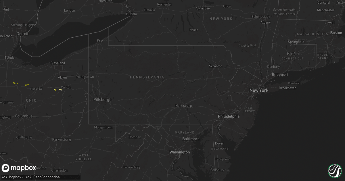 Hail map in Pennsylvania on May 5, 2015