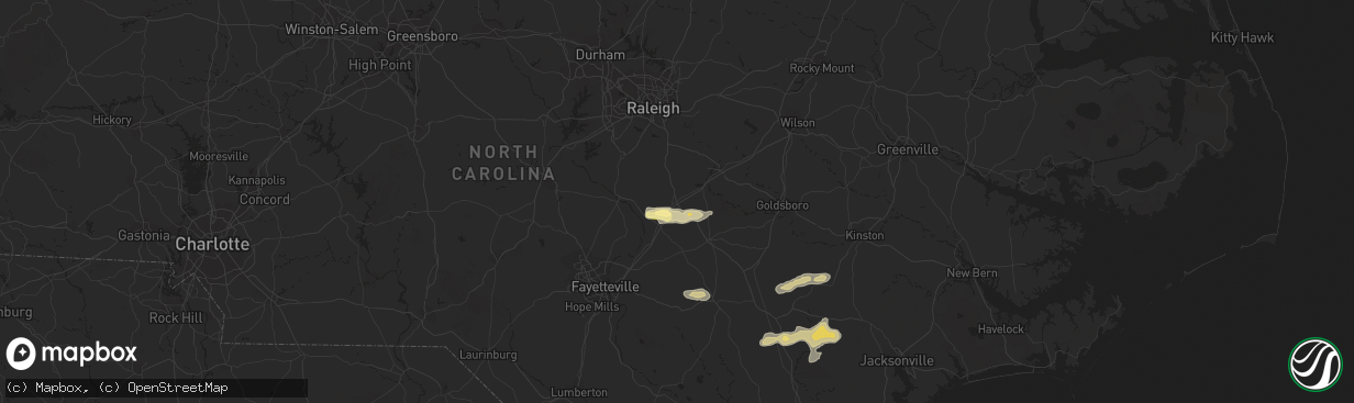 Hail map in Benson, NC on May 5, 2016