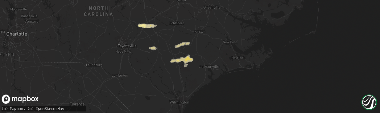 Hail map in Beulaville, NC on May 5, 2016