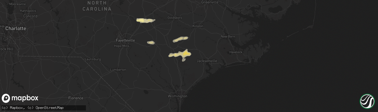 Hail map in Chinquapin, NC on May 5, 2016