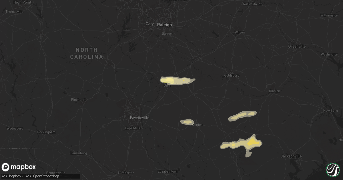 Hail map in Dunn, NC on May 5, 2016