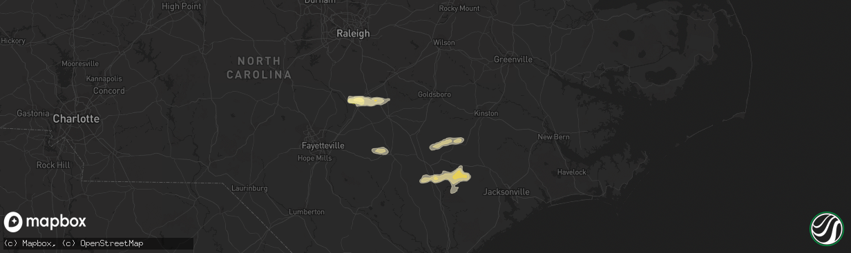 Hail map in Mount Olive, NC on May 5, 2016