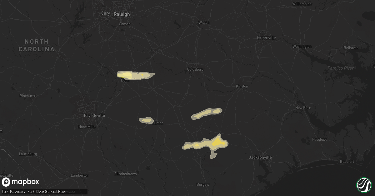Hail map in Mount Olive, NC on May 5, 2016