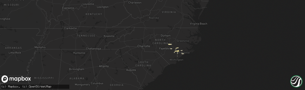 Hail map in North Carolina on May 5, 2016