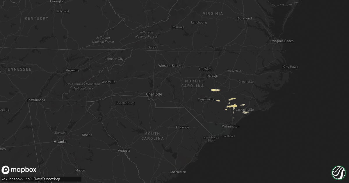 Hail map in North Carolina on May 5, 2016